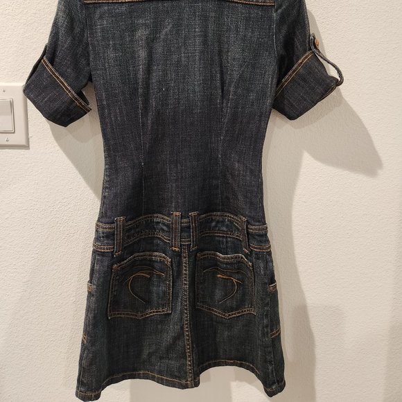 Original Vintage Limited Edition Frankie B Dark Wash Denim Dress Jumpsuit Size 2 - Picture 3 of 11